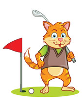 Golf Cat Cartoon