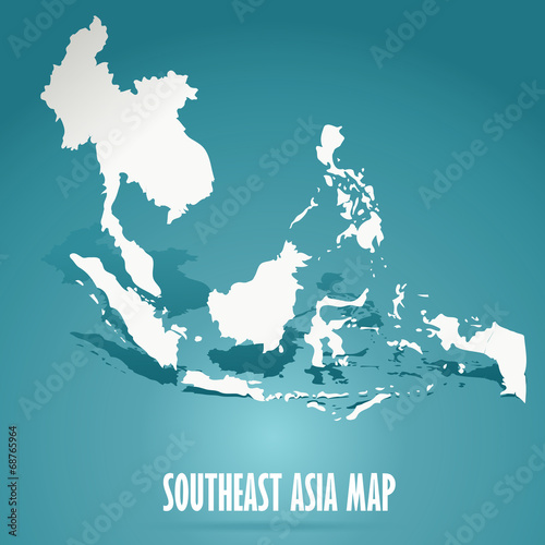 Foto abstract white Southeast Asia map on green background