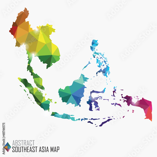 Cuadros en Lienzo abstract colorful Southeast Asia map