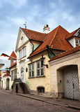 Fototapeta Uliczki - Old houses on the Old city streets. Tallinn. Estonia...
