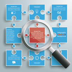 Canvas Print - Colored Paper Puzzles Loupe Flowchart