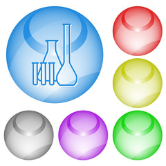 Sticker - Chemical test tubes. Vector interface element.