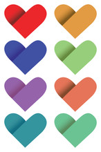 Coloured Paper Hearts Vector Illustration
