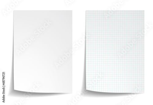 Fotomural White squared notebook paper on white background