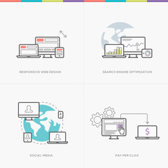 Poster - Flat web development concepts minimal vector computer line style