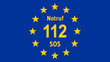 Fahne von Europa mit Notruf Telefonnummer - 16 zu 9 - g1075