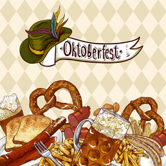 Wall Mural - Oktoberfest celebration design with beer