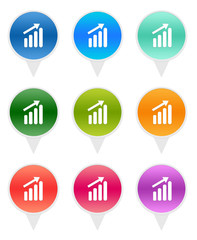 Wall Mural - colorful rounded icons for markers on maps with success symbol