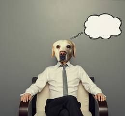 Canvas Print - business dog thinking