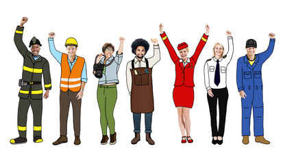  Group of Multiethnic People with Different Jobs