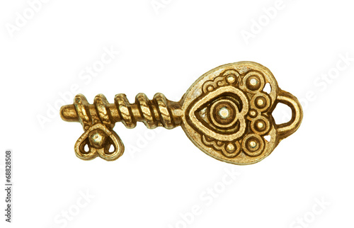 Golden key isolated on white Stock Photo | Adobe Stock