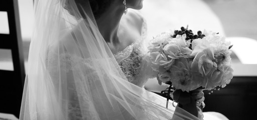 Black and white wedding picture.