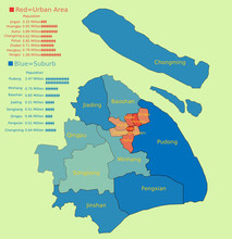 Shanghai Map With Districts Territory And Population Conditions