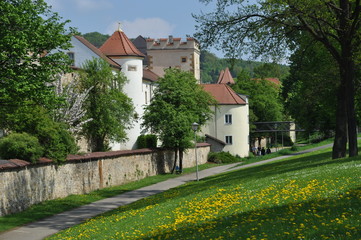 Canvas Print - Stadtmauer am Basteisteg in Amberg