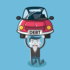 businessman carrying debt car