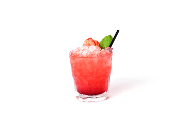 red strawberry cocktail with mint