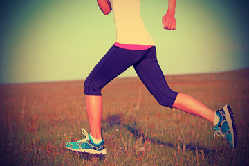 Poster - Runner athlete running on grass