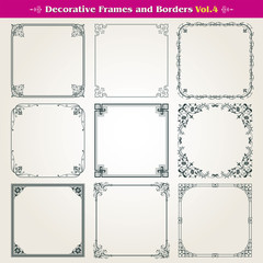 Wall Mural - Decorative frames and borders set vector