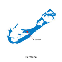 Wall Mural - Detailed vector map of Bermuda and capital city Hamilton