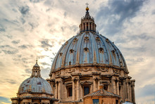 Dome Of St Peter's Basilica (San Pietro) In Vatican City, Rome, Italy