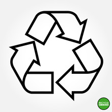 Recycle Sign Outline On White Background
