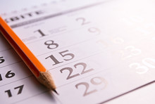 Close-up Of A Pencil On The Page Of A Calendar