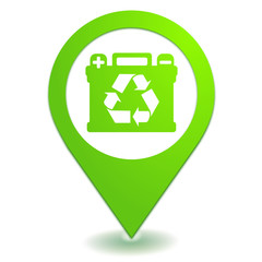 Poster - recyclage des batteries sur symbole localisation vert