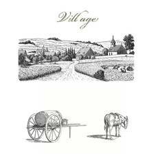 Canvas Print - Village illustration