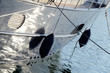 Two boat fenders, protecting the side of a sailing vessel