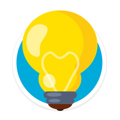 Poster - Vector Bulb Flat Round Icon