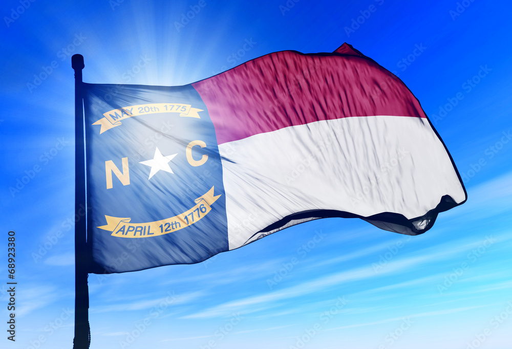 North Carolina (USA) flag waving on the wind Stock Illustration | Adobe ...