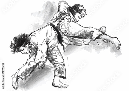 Fototapety Judo  judo-recznie-rysowane-ilustracja-przeksztalcona-w-wektor