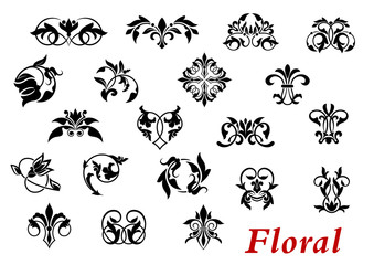 Aufkleber - Floral ornamental elelments and vignettes
