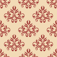 Poster - Red retro seamless pattern on beige backgrouund