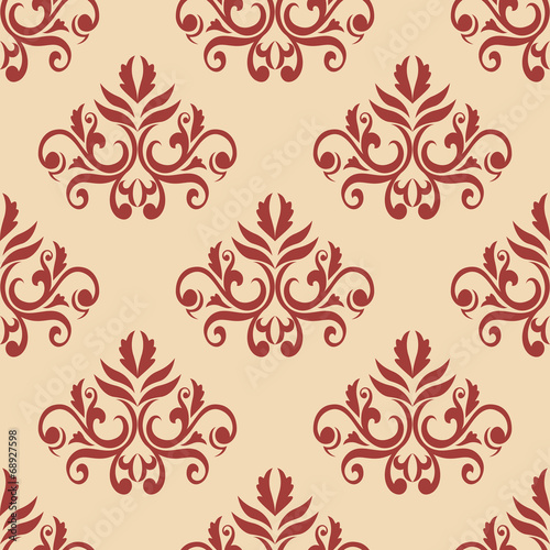 Naklejka dekoracyjna Red retro seamless pattern on beige backgrouund