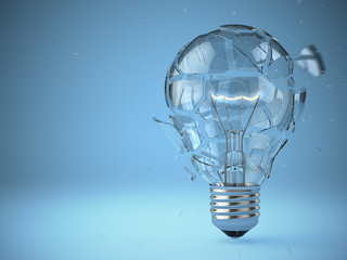 Poster - Light bulb exploding. Concept of idea.