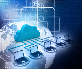 Cloud computing concept on digital background .