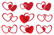 Red Hearts Vector Design For Love Theme