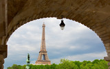 Fototapeta Paryż - Streets of Paris with Eiffel Tower in background