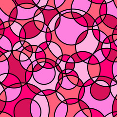 Wall Mural - Seamless pattern with pink circles