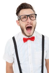 Poster - Nerdy businessman shouting with mouth open
