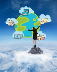 Poster - Composite image of excited businesswoman cheering