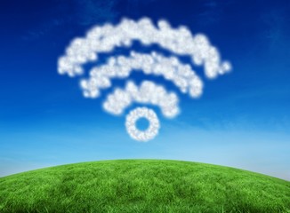 Aufkleber - Composite image of cloud in shape of wifi sign