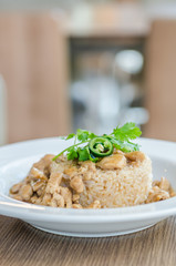 Poster - Chicken with brown sauce on rice