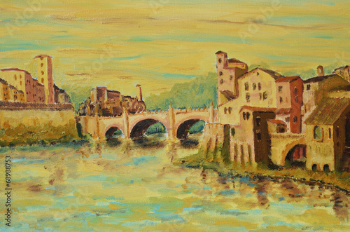 sredniowieczne-miasto-z-mostem-nad-rzeka-obraz-olejny-na-plotnie