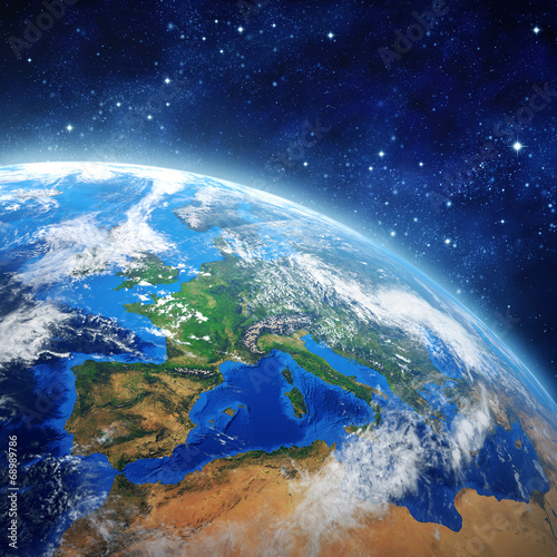 Fototapeta na szkło planeta ziemia w kosmosie
