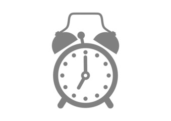 Grey alarm clock on white background