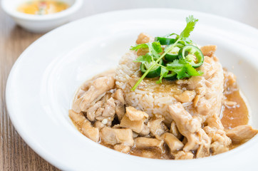 Poster - Chicken with brown sauce on rice