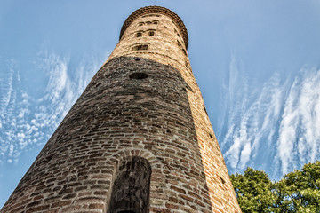 Wall Mural - Romanesque cylindrical bell tower of countryside church