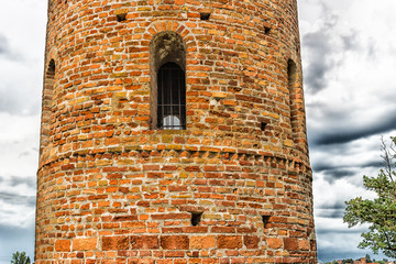 Wall Mural - Romanesque cylindrical bell tower of countryside church